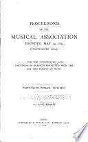 Proceedings of the Musical Association