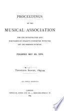 Proceedings of the Royal Musical Association