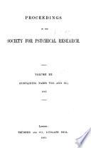 Proceedings of the Society for Psychical Research