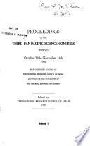Proceedings of the Third Pan-Pacific Science Congress, Tokyo, October 30th-November 11th, L926