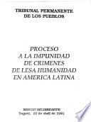 Proceso a la impunidad de crimenes de lesa humanidad en América Latina