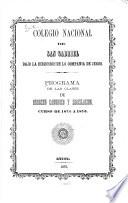 Programa de las clases de derecho canónico y legislación
