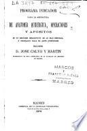 Programa indicador para la asignatura de anatomía quirúrgica, operaciones y apósitos