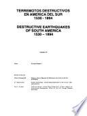 Programa para la Mitigación de los Efectos de los Terremotos en la Región Andina (Proyecto SISRA): Terremotos destructivos en América del Sur, 1530-1894