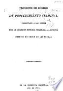 Proyecto de código de procedimiento criminal
