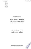 Qepa Wiñaq--, siempre literatura y antropología