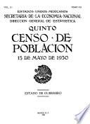 Quinto Censo de Población. 15 de mayo de 1930. Estado de Guerrero