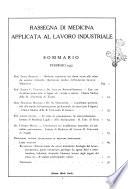 Rassegna di medicina applicata al lavoro industriale organo ufficiale dei Policlinici del Lavoro