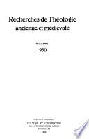 Recherches de théologie ancienne et médiévale