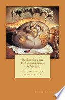 Recherches sur la Connaissance du Vivant