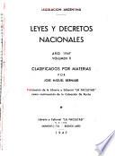 Recopilación de leyes nacionales, clasificadas y seguidas de su regulamentación