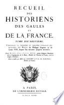 Recueil des historiens des Gaules et de la France