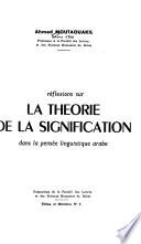 Réflexions sur la théorie de la signification