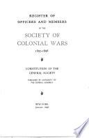 Register of Officers and Members of the Society of Colonial Wars, 1897-1898