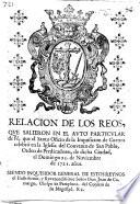 Relacion de los reos que salieron en el Auto particular de Fè, que el Santo Oficio de la Inquisicion de Cuenca celebrò ... el Domingo veinte y tres de Noviembre de 1721