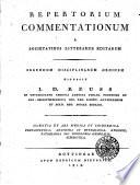Repertorium commentationum a societatibus litterariis editarum secundum disciplinarum ordinem