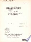 Report Number Codes Used by the USAEC, Technical Information Center in Cataloging Reports