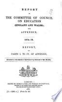 Report of the Committee of Council on Education (England and Wales), with Appendix