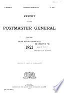 Report of the Postmaster General ...