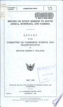 Report on Study Mission to South Africa, Botswana, and Namibia