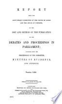 Reports from Select Committees of the H.C., and Reports from Joint Select Committees of H.L. and H.C., and Evidence