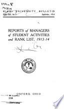 Reports of Managers of Student Activities and Rank List