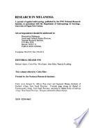 Research in Melanesia