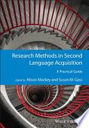 Research Methods in Second Language Acquisition