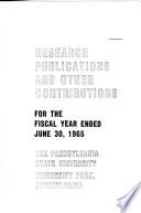 Research Publications and Professional Activities