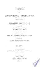 Results of astronomical and meteorological observations made at the Radcliffe Observatory, Oxford