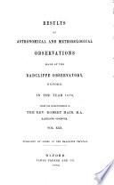 Results of astronomical and meteorological observations made at the Radcliffe Observatory, Oxford