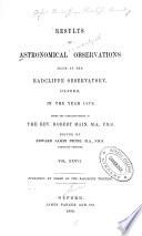 Results of Astronomical Observations Made at the Radcliffe Observatory, Oxford, in the Year ...