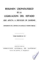 Resumen cronológico de la legislación del Estado que afecta a servicios de sanidad