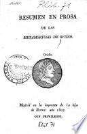 Resumen en prosa de las Metamorfosis de Ovidio