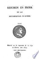 Resumen en prosa de las Metamorfosis de Ovidio