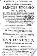 Resumen ò compendio de los hechos del serenissimo principe Eugenio de Saboya