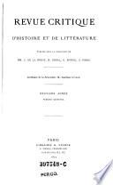 Revue critique d'histoire et de littÃ©rature