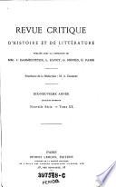Revue critique d'histoire et de littérature