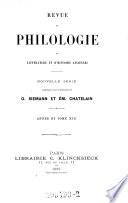 Revue de philologie de littérature et d'histoire anciennes