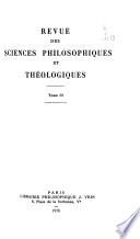Revue des sciences philosophiques et théologiques