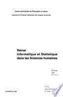Revue Informatique Et Statistique Dans Les Sciences Humaines