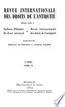 Revue internationale des droits de l'antiquité