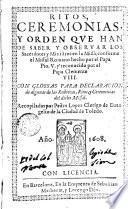 Ritos ceremonias, y orden que han de observar los sacerdoles y ministros en la misa ...