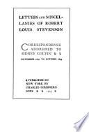Robert Louis Stevenson: Correspondence addressed to Sidney Colvin, November 1890 to October 1894