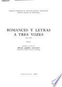 Romances y letras a tres vozes, siglo XVII.