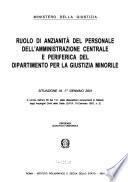 Ruolo di anzianità del personale dell'Amministrazione centrale e periferica del Dipartimento per la giustizia minorile situazione al ...