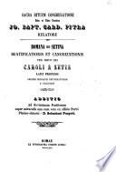 Sacra rituum congregatione ... Jo. Bapt. card. Pitra relatore Romana seu setina beatificationis et canoni canonizationis ... Caroli a Setia ... Additio ad ... positionem super miraculis ... ex officio ... D. Sebastiani Purgotti