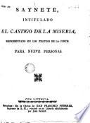 Saynete intitulado El castigo de la miseria