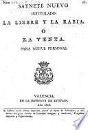Saynete nuevo intitulado: la Liebre y la rabia, o la venta. (etc.)