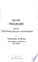 School of Music, Theatre & Dance (University of Michigan) Publications